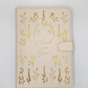 saved by grace faith journal bundle – ivory & gold flowers